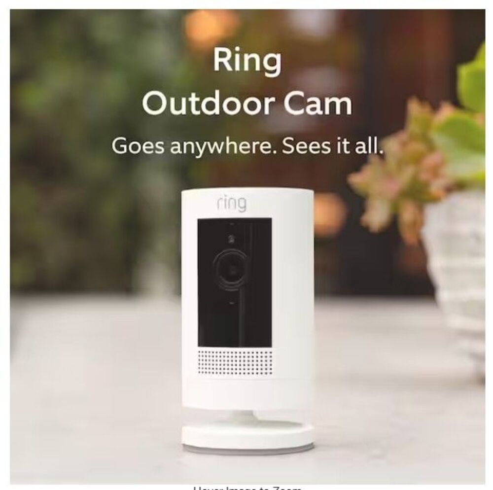 Ring (White) Battery Stick Up Cam -Smart Security Camera 2-Way Talk, Ring Camera